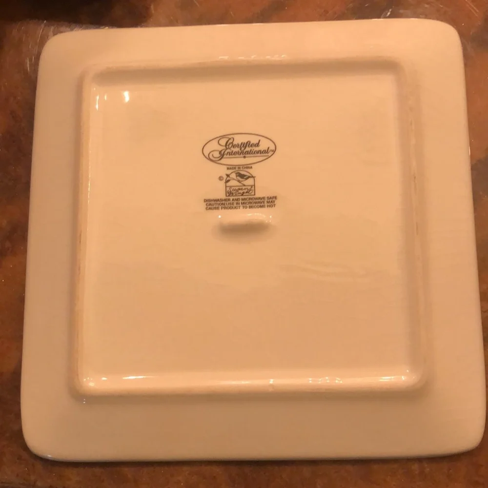 Certified International Gilded Rooster Square Salad Plate 8.5”